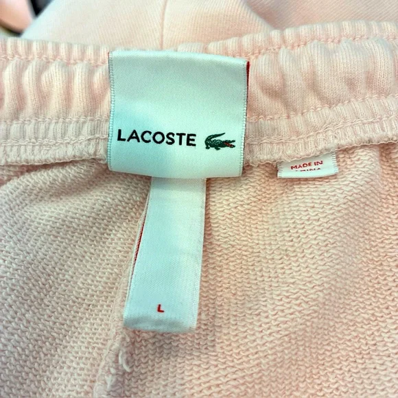 Lacoste Live! X Supreme Pink Drawstring Elastic Waist Shorts Terry Style Large - Picture 7 of 9